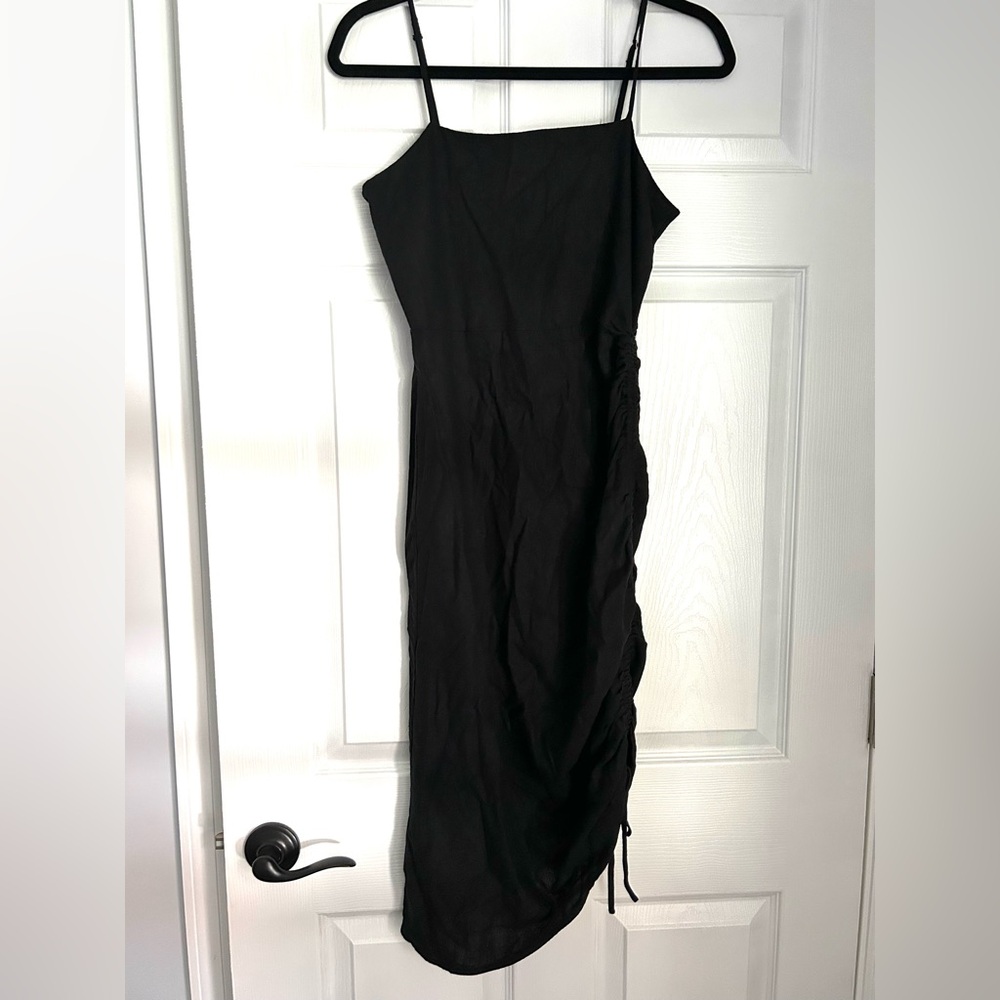 Forever 21 Black Linen Midi Dress